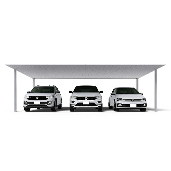 【商品のみ】カーポート 3台用 YKK YKKAP PLAIN ROOF プレーンルーフ 600タイプ 単体セット 50-72 H22『 YKKAP カーポート 車庫 ガレージ 駐車場 屋根 3台用 アルミ屋根 おしゃれ 』 アルミ色 ブラスト仕上げ｜エクステリアのキロ支店