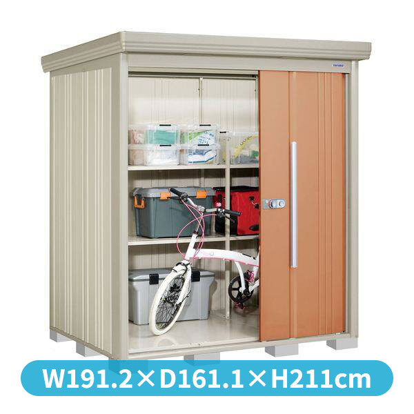 タクボ物置 ND／ストックマン　背面棚 ND-S1814 標準屋根 多雪型 『追加金額で工事可能』 『物置 屋外用 大型 倉庫 小屋 屋外 収納庫 diy 大容量 吊り戸 鍵つき 庭』【追加金額で取付工事可能】 トロピカルオレンジ｜エクステリアのキロ支店