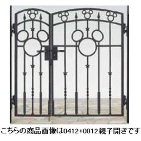 【送料無料】リクシル 新日軽 ディズニー門扉 角門柱式 ミッキーA型 0410+0810 親子開き『LIXIL ゲート 部材 ガーデン 住宅 境界 入口 塀 壁 diy キャラクター おしゃれ 鋳物 洋風 門扉』 ブラック