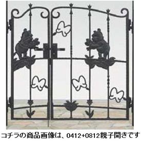 【送料無料】リクシル 新日軽 ディズニー門扉 角門柱式 プーさんA型 0410+0810 親子開き『LIXIL ゲート 部材 ガーデン 住宅 境界 入口 塀 壁 diy キャラクター おしゃれ 鋳物 洋風 門扉』 ブラック
