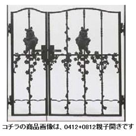 【送料無料】リクシル 新日軽 ディズニー門扉 角門柱式 プーさんB型 0410+0810 親子開き『LIXIL ゲート 部材 ガーデン 住宅 境界 入口 塀 壁 diy キャラクター おしゃれ 鋳物 洋風 門扉』 ブラック
