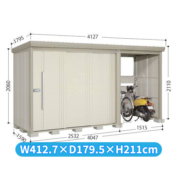 タクボ物置 TP／ストックマンプラスアルファ TP-4015 一般型 『物置 屋外 大型 倉庫 小屋 収納庫 diy サイクルポート タイヤ テント 庭 おしゃれ』【追加金額で取付工事可能】 ムーンホワイト｜エクステリアのキロ支店
