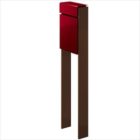 YKK フィッテ (上入れ前だし) DPB-1 『ポスト+柱セット』 ポスト:シックレッド/柱:ミディアムブラウン|エクステリアのキロ支店