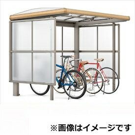 リクシル サイクルポート フーゴAプラス パーク 22-18型 パネル高さ H：1600 ポリカ板 『サビに強いアルミ製 家庭用 おしゃれ 自転車置き場 屋根』 アルミ形材色＋木目色