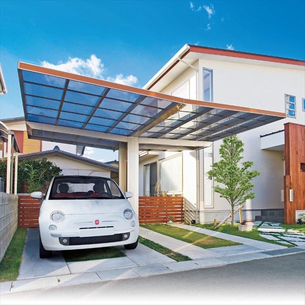 四国化成 マイポート ガレージ 個人宅配送不可 カーポート 2台用 2台用 Neo Y合掌タイプ 延高 4956 マイポートネオ 商品画像はイメージです 木調タイプ エクステリアのキロ支店送料無料 Neo 四国化成 シンプルモダンを追求した斬新な1本柱風デザイン構造