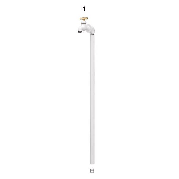 ミズタニバルブ工業 Piprop パイプロップ シングルセット(水栓1口付) MP-1Pi-WH 『水栓柱・立水栓 屋外用』|エクステリアのキロ支店