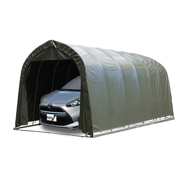【送料無料】【1台用】南榮工業 パイプ車庫(角ベース式) 2748B OD ミニバンタイプ用『 カーポート パイプ車庫 ガレージ 自転車 バイク 駐車場 屋根 車1台用 アルミ diy おしゃれ シンプル 』 オリーブドラブグリーン