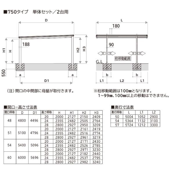 贈呈 全国配送 YKK ルシアス カーポート 750タイプ 2台用 57-60 H20 単体納まり アルミ屋根 アルミカラー  whitesforracialequity.org