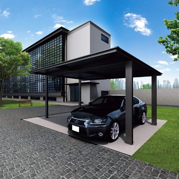 全国配送 Ykk おしゃれ ルシアス カーポート 750タイプ 2台用 アルミ屋根 H28 57 54 アルミカラー 単体納まり