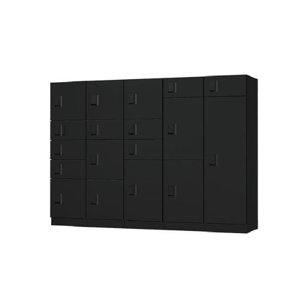 ナスタ 宅配ボックス（STANDARD） スタンダード 5列18ボックス 捺印付 50～70世帯用 マンション用 大型 屋外設置可 自立式 アナログキー 防水タイプ ブラック｜エクステリアのキロ支店