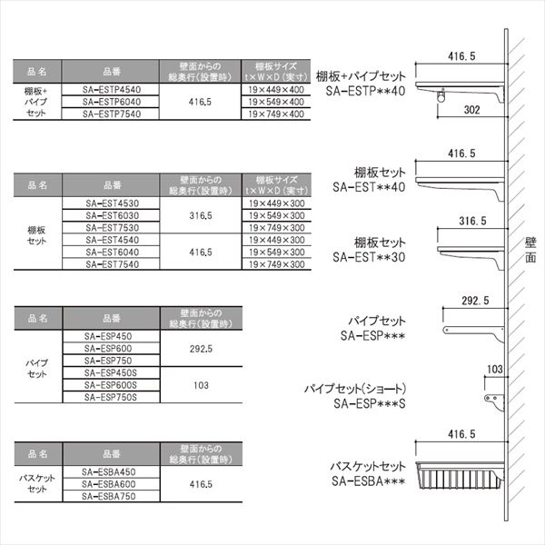 SHIMIZU ES-rack SA-EST6030 主要パーツ 棚板セット 爆買い新作 主要パーツ