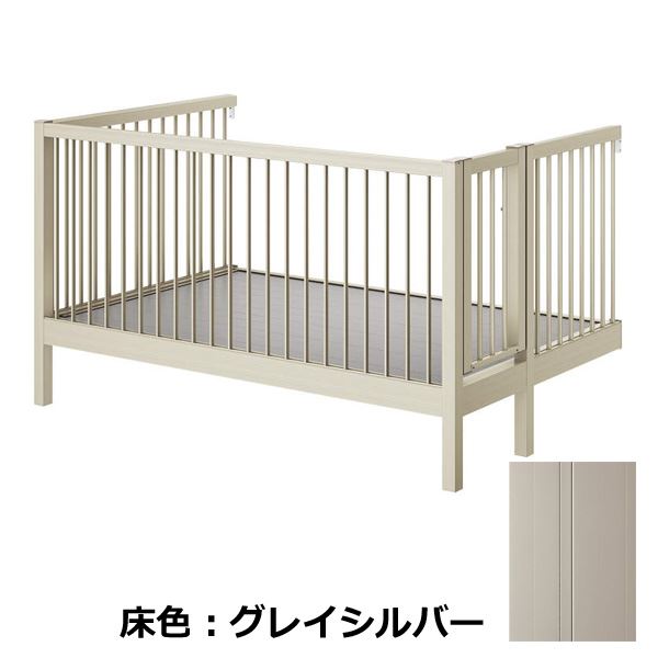 YKKAP ルシアスバルコニー 柱建式 庭置納まり たて格子 関東間 標準柱 1間&times;6尺 門扉外観右側（R） 手すり高さ1,105mm 床：グレイシルバー｜エクステリアのキロ支店