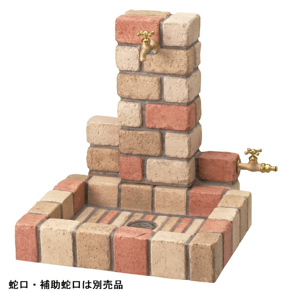 ニッコー 立水栓ユニット サークルタイプ 補助蛇口仕様（補助蛇口は別売です） パン：角型 『水栓柱・立水栓セット 水受け付き（蛇口は別売）ニッコーエクステリア』 ネオミックス
