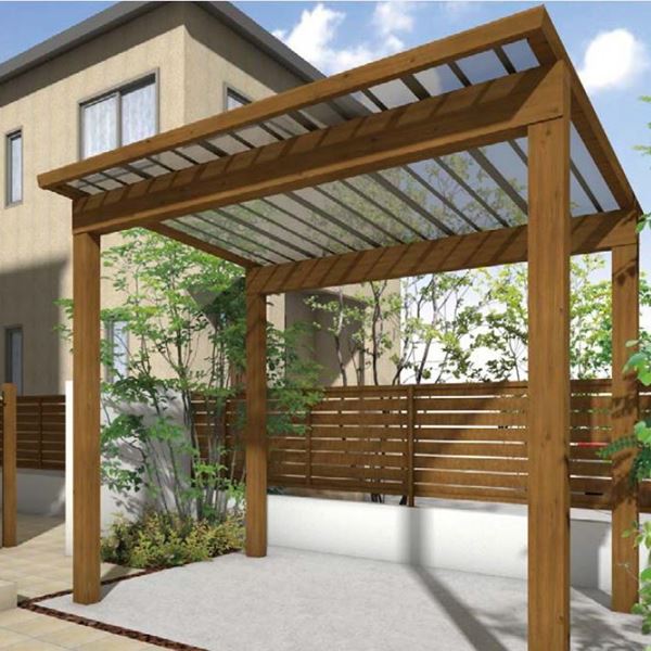 サイクルポート タカショー スノースタイル ミニ ポリカ屋根使用(クリアマット) 標準柱(H18) 2990×2498 『サビに強いアルミ製 家庭用 おしゃれ 自転車置場 屋根』|エクステリアのキロ支店