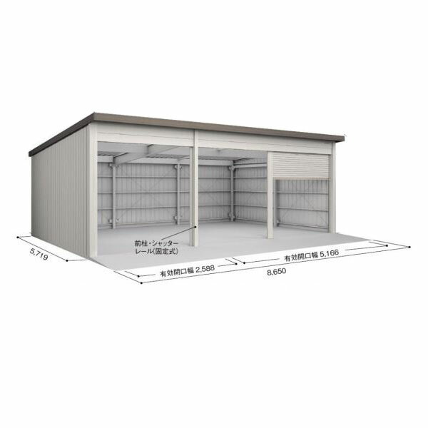 【配送のみ】【基本棟】ヨドコウ ヨド倉庫 基本棟 SOB-8657MAD 基本棟 標準屋根 『 ガレージ 車庫 シャッター バイク 自動車 自転車 倉庫 床 シャッター 』 ブラウニー｜エクステリアのキロ支店