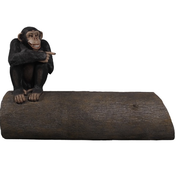 楽天市場 ｆｒｐ 大木に腰掛けるチンパンジー Monkey On Tree Trunk 動物園オブジェ アニマルオブジェ 店舗 イベント向け エクステリアのキロ楽天市場支店