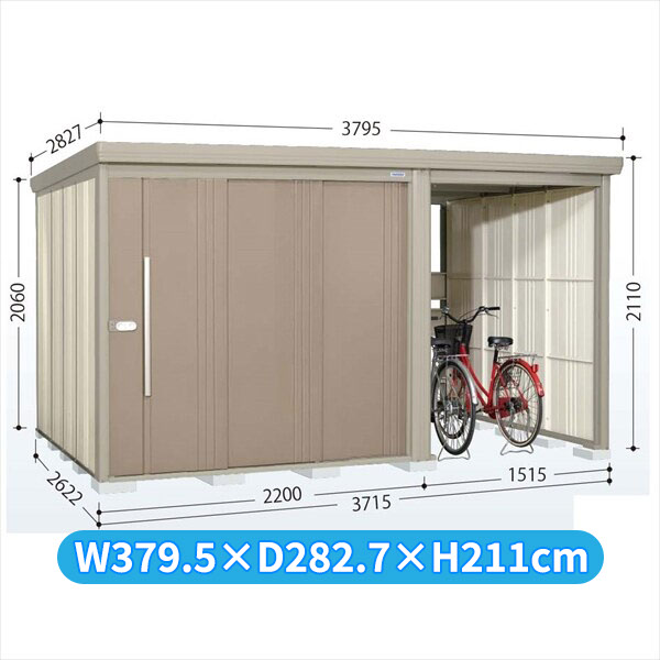 タクボ物置 TP／ストックマンプラスアルファ TP-3726 一般型 『物置 屋外 大型 倉庫 小屋 収納庫 diy サイクルポート タイヤ テント 庭 おしゃれ』【追加金額で取付工事可能】 カーボンブラウン｜エクステリアのキロ支店