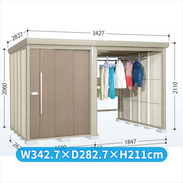 タクボ物置 TP/ストックマンプラスアルファ TP-S33R26 多雪型 『物置 屋外 大型 倉庫 小屋 収納庫 diy サイクルポート タイヤ テント 庭 おしゃれ』【追加金額で取付工事可能】 カーボンブラウン|エクステリアのキロ支店