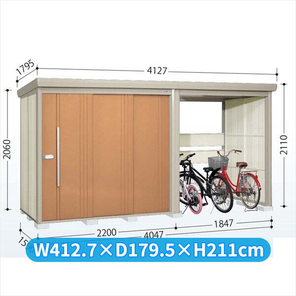 タクボ物置 TP/ストックマンプラスアルファ TP-SZ40R15 多雪型 『物置 屋外 大型 倉庫 小屋 収納庫 diy サイクルポート タイヤ テント 庭 おしゃれ』【追加金額で取付工事可能】 トロピカルオレンジ|エクステリアのキロ支店