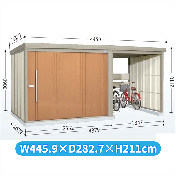 タクボ物置 TP／ストックマンプラスアルファ TP-SZ43R26 多雪型 『物置 屋外 大型 倉庫 小屋 収納庫 diy サイクルポート タイヤ テント 庭 おしゃれ』【追加金額で取付工事可能】 トロピカルオレンジ｜エクステリアのキロ支店