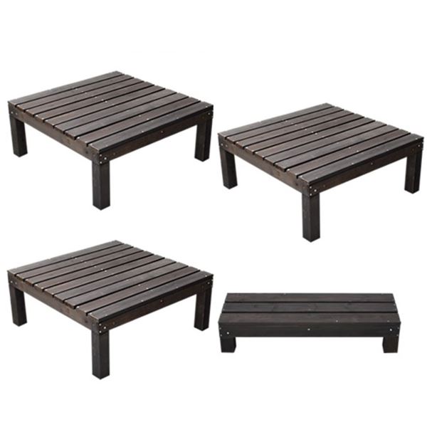Sスタイル ユニットウッドデッキ harmonie(アルモニー)90×90 3個組 ステップ付 組立品 #SDKIT9090-3PSTP-DBR ダークブラウン 『濡れ縁』|エクステリアのキロ支店