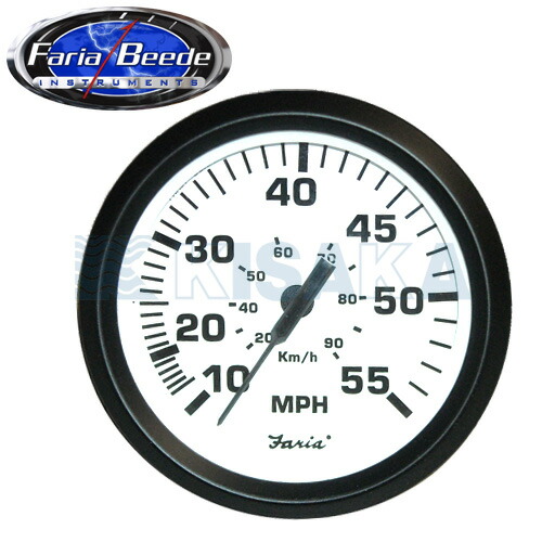 Faria スピードメーター(速度計) 12V 55MPH/90km Euro ホワイト 632909|キサカダイレクト 店