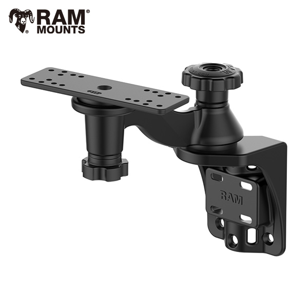 RAM MOUNTS ラムマウント 架台 船 360度 ガーミン 販売店 取扱店 ローランス RAMマウント アルミボート 固定 バス釣り 魚探マウント  スイングアーム RAM-109VU マルチ魚探マウント 2ステーション 回転 台座 艤装 770109 取り付け