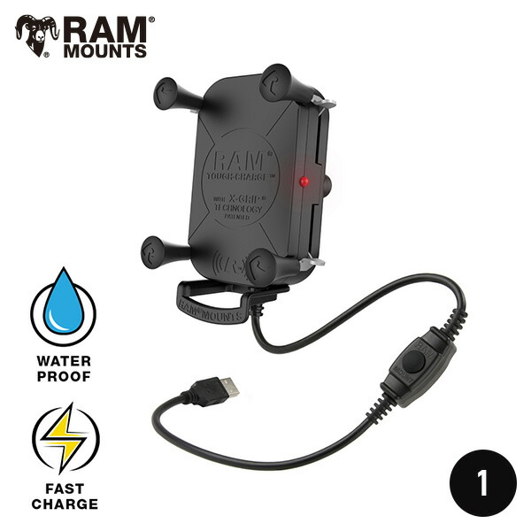 【即納 お得価格に挑戦中！】 ラムマウント RAM-HOL-UN12WB バイク スマホホルダー ワイヤレス 充電 防水 iphone 携帯 RAMマウント Xグリップ ハーレー ナビホルダー RAM MOUNTS 正規代理店