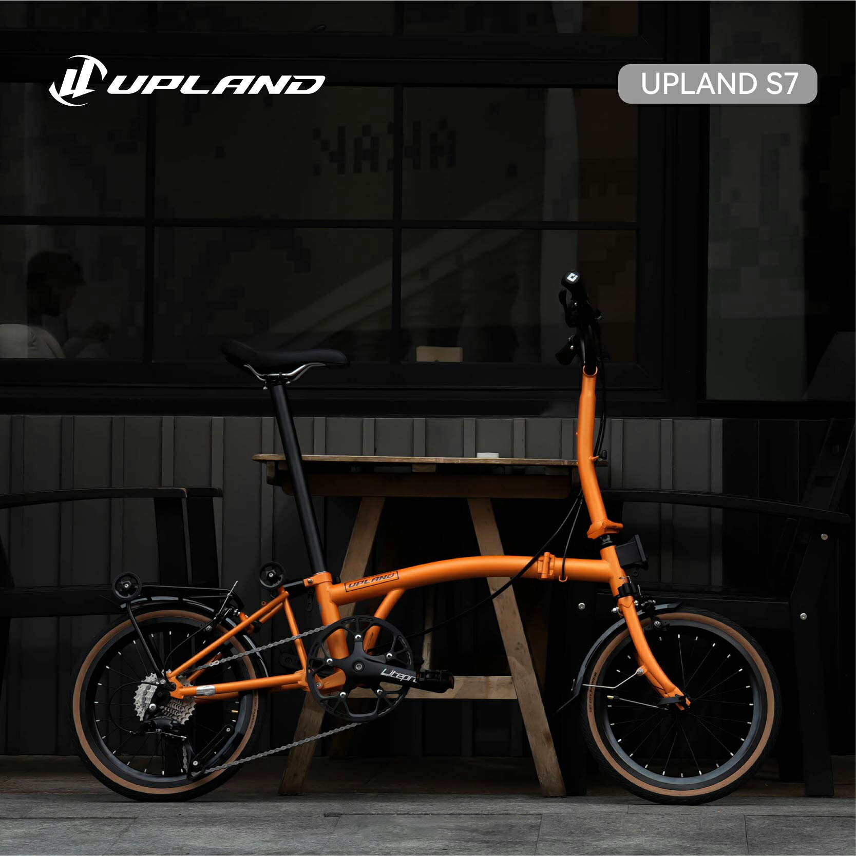 Upland S7 16in折りたたみ銀輪｜SHIMANO 9段変速積み上げる・クロモリ鋼一こま・超軽さCNC軽銀部分品・通い通学・輪行旅する相応う青写真 アップランド