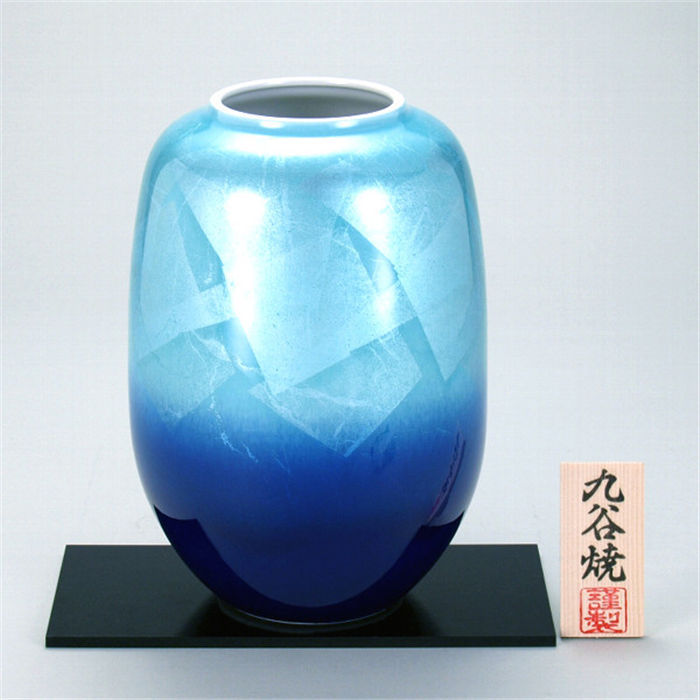 九谷焼 8号ナツメ花瓶 銀彩 ( 花器 おしゃれ 置物 華瓶 花生け 花入れ 高級 日本製 和風 雑貨 インテリア 敬老の日 プレゼント ギフト 敬老の日 リビング 寝室 玄関 書斎 窓辺 )