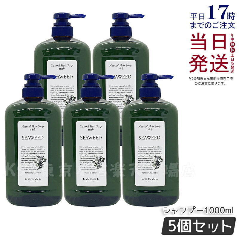【5個仕掛ける】Lebel ルベル ナチュラルヘアソープ ウィズ シーウィード 1000ml  ルベル シャンプー ウィズ SW 髪の毛シャンプー 髪 頭皮 髪の毛世話をする かわき切る 髪 不都合世話をする 美容 ノンケイ素樹脂 ふんわり 国内置き目品 貨物輸送無料