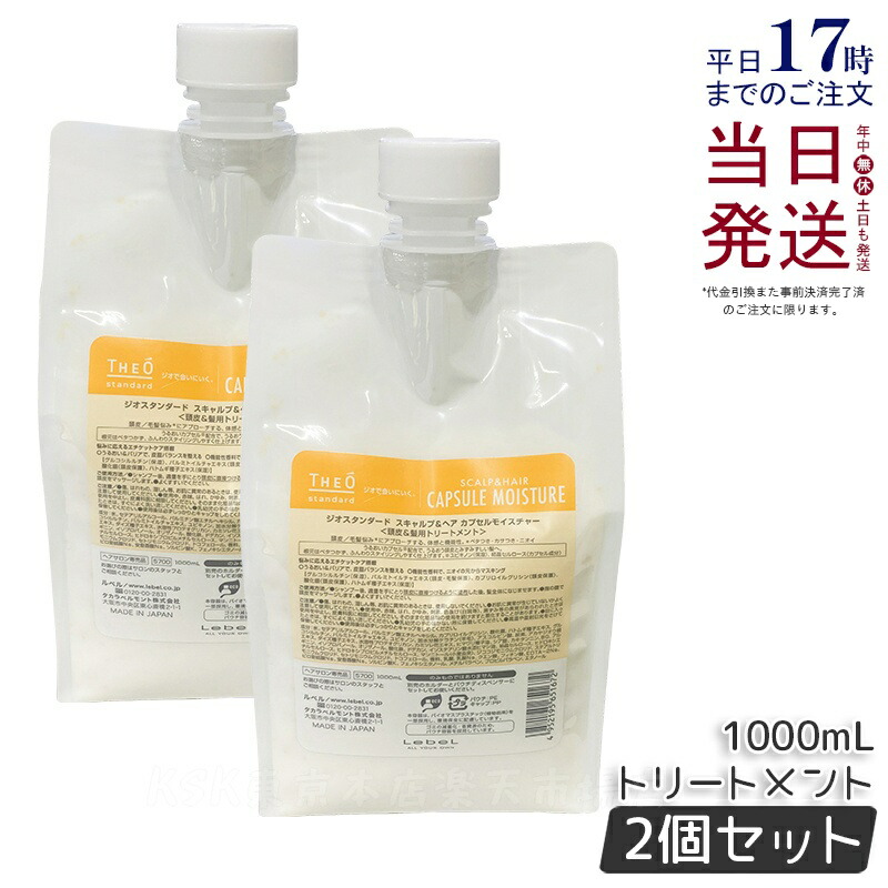 【2個セット】ルベル ジオスタンダード スキャルプ＆ヘア カプセルモイスチャー 1000ml 詰替用 詰替え 詰め替え用 レフィル 頭皮 髪用トリートメント lebel THEO ヘアケア ヘアトリートメント ダメージ補修 ツヤ ホームケア 国内正規品 送料無料