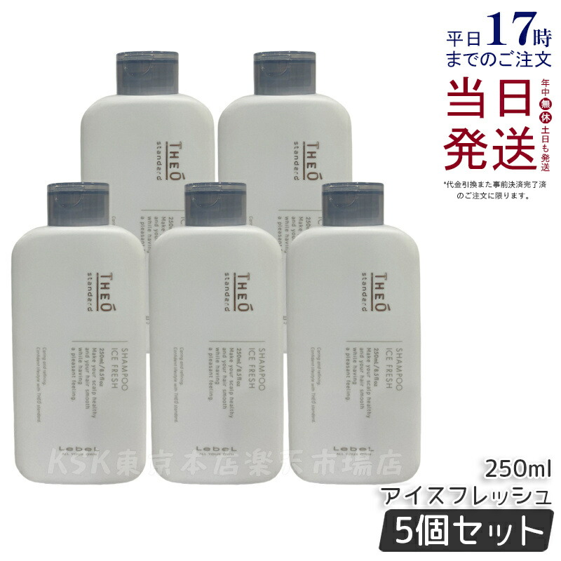 【5個セット】ルベル ジオスタンダードシャンプー アイスフレッシュ 250ml 冷感 頭皮 潤い 保湿 ヘアケア メンズ 男性用 美容 おすすめ Lebel THE? standard サロン専売品 ワンタッチキャップタイプ 国内正規品 送料無料