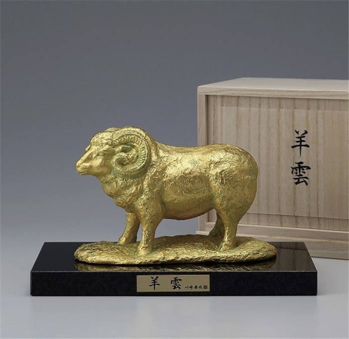 飾り 高岡銅器 工芸品 動物 干支 開運 十二支 工芸品 えと 干支 置物 縁起物 十二支 おきもの インテリア 玄関 かわいい おしゃれ 和雑貨 贈り物 おすすめ 可愛い 人気 羊雲 本金箔 未 高岡銅器 えと 干支 動物 飾り
