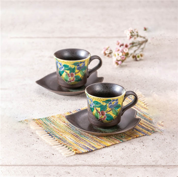 九谷焼 ペアコーヒー 吉田屋椿文 コーヒーカップ ソーサー 来客用 紅茶 マグカップ カップ コップ マグ 陶器 おしゃれ かわいい 可愛い 和風 カフェ風 食器 碗皿 和食器 国産 和モダン プレゼント 贈り物 出産内祝 結婚内祝 結婚式引出物 記念品 Alltherightmovies Com