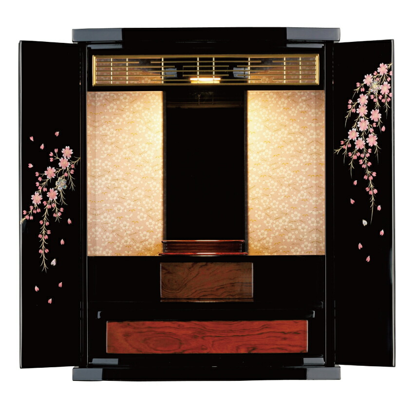 仏壇 塗りモダン おしゃれ コンパクト【桜花】18号 ※設置も無料「家財おまかせ便」で楽々。