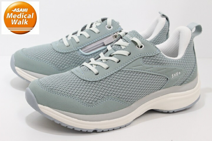 幅広 レディース ウォーキングシューズ ひざへの底力 アサヒ メディカルウォーク 4E ASAHI Medical Walk WK L031 サックス KV78492｜岸山履物店 店