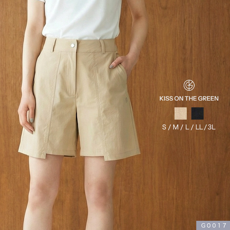 【新作/送料無料】ゴルフウェア レディース キュロット 膝上丈 ラップ ショートパンツ パンツ ハーフパンツ ストレッチ ウーブン 伸縮 Dカン付き ベルトループ セットアップ可能 体型カバー スタイルアップ キスオンザグリーン S M L LL 3L 大きいサイズ 小さいサイズ G0017