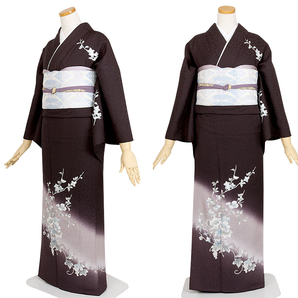 レンタル訪問着 着物セット レンタル着物 着物レンタル フルセットレンタル 女性和服 貸衣装 往復送料無料 和服 訪問着 レンタル フルセット 黒紫 葡萄と花木 往復送料無料 正絹 袷着物 結婚式 お宮参り 入園式 入学式 卒園式 卒業式 七五三 母親 結納 披露宴 お茶