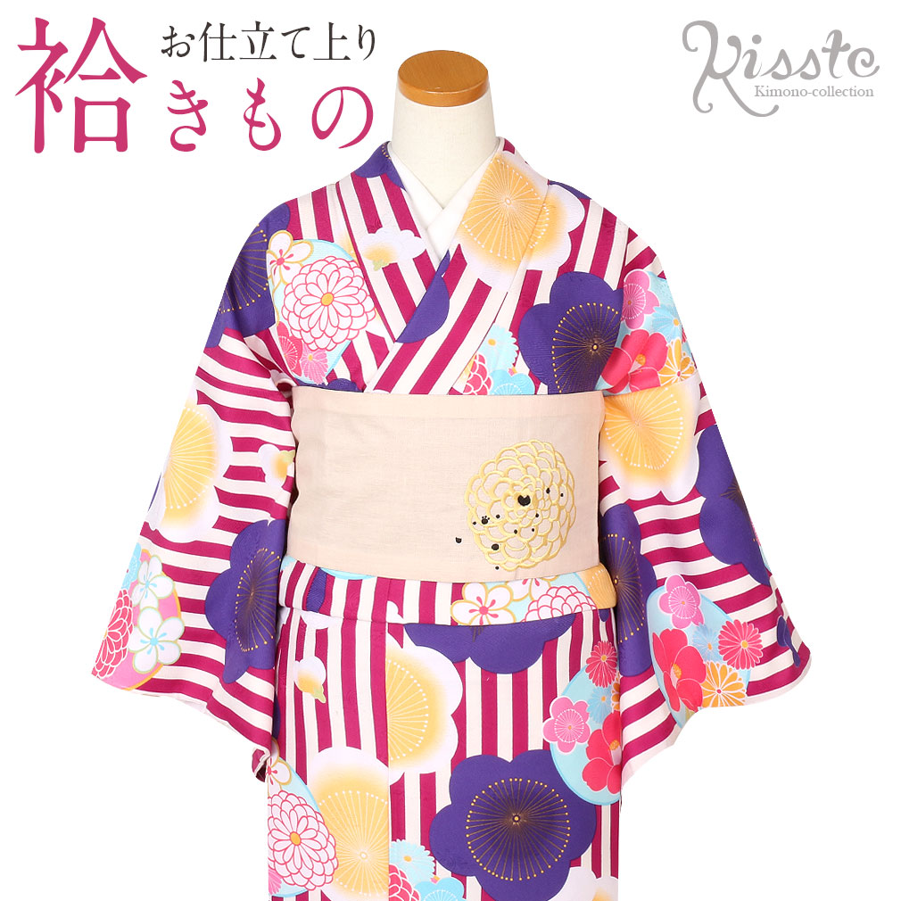 729.即時発送，和装小紋，新品未使用，高級化繊，洗える着物，紫地に梅，菊の大柄 楽天市場】洗える着物 単衣 小紋 フリーサイズ ライトベージュ