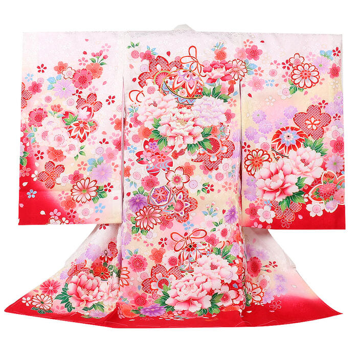 お宮参り 着物 女の子 絹100% 正絹初着 掛け着 産着 白 まり 牡丹 桜 鞠 毬 友禅 刺繍 金彩 新品 販売 購入 きもの 祝い着 のしめ 初着 祝着 一つ身 服装 赤ちゃん ベビー 日本製