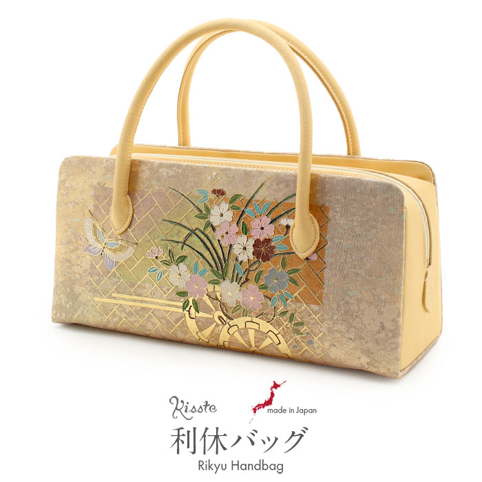 和装バック　お着物バック　ちりめん生地・菊と梅（綺麗なエメラルドグリーン）縮緬 和装バック お着物バック ちりめん生地・菊と梅（綺麗な