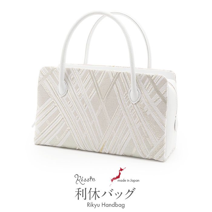 楽天市場】利休バッグ 留袖用 訪問着用 白 ホワイト 銀 シルバー 花菱