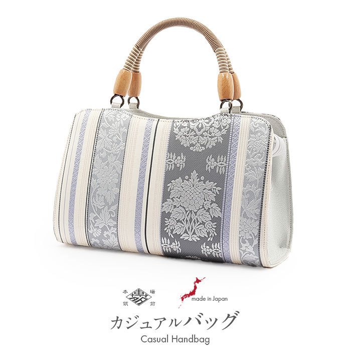 楽天市場】お洒落バッグ 普段用 華三彩 博多織 博多 絹 赤茶 黄 花唐草