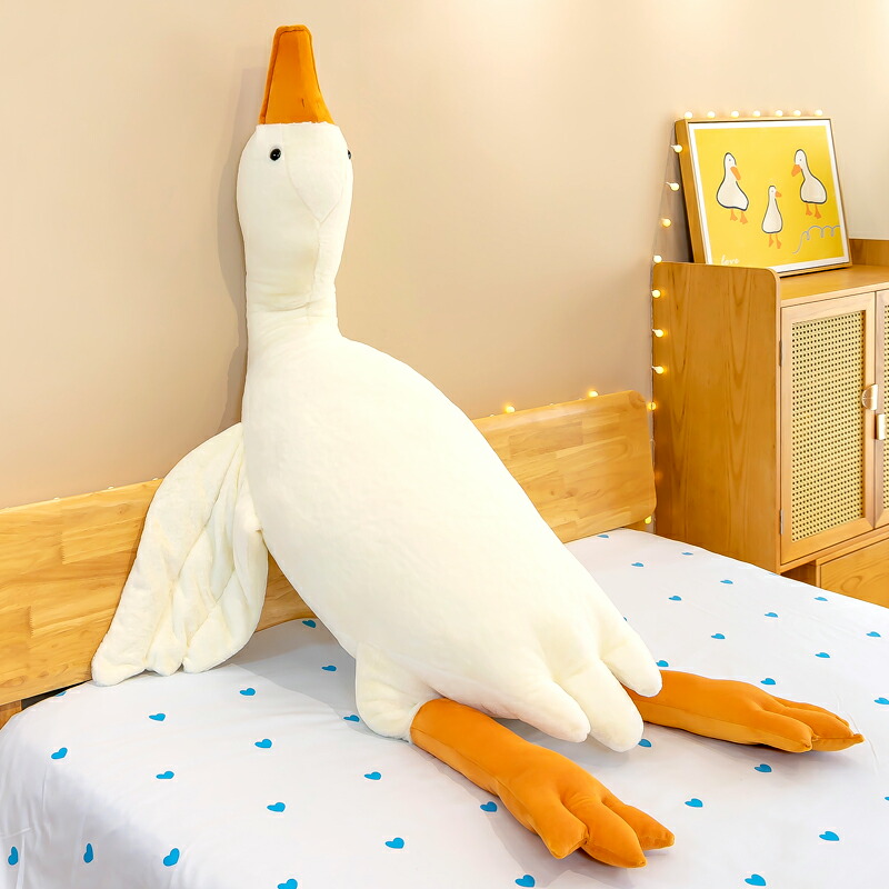 SNS大人気 抱き枕 大きな白いガチョウのぬいぐるみ ぬいぐるみ枕 ビッグドール クッション 眠っている豪華なおもちゃ 置き物 柔らかい クリスマスギフト 誕生日プレゼント 子供 おもちゃ