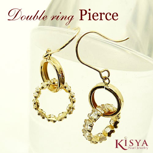 ピアス 18k ダブルリング フックピアス K18YG【送料無料】【対応】【_土曜営業】【_日曜営業】 ギフト