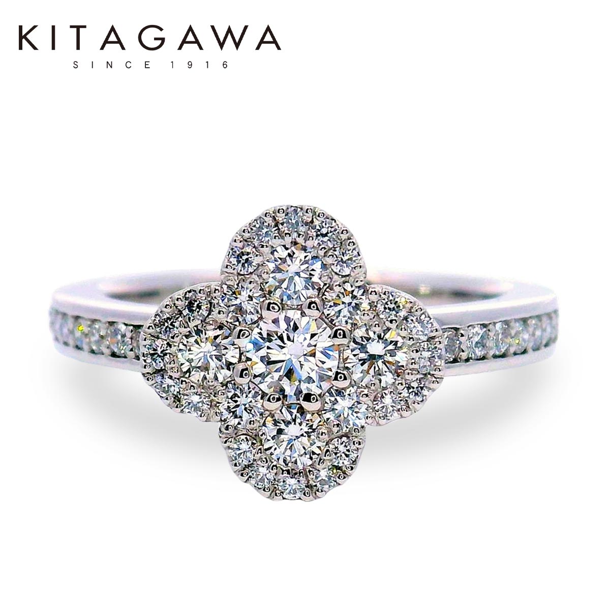 Pt900 ダイヤモンド 0.55ct プラチナ 指輪 レディース エレガント フラワーモチーフ 結婚記念 結婚10周年｜KITAGAWA