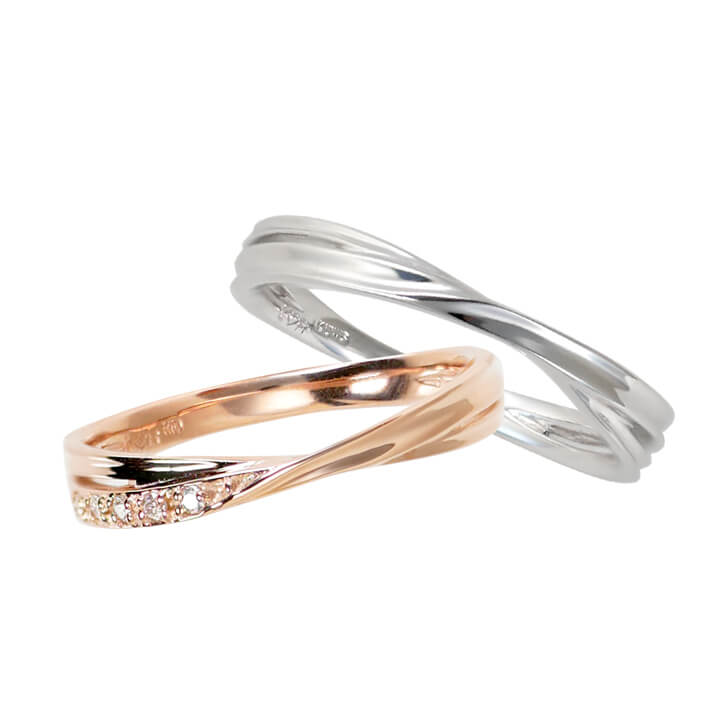 結婚指輪 ペア ペアリング K10 10金 イエローゴールド ピンクゴールド ホワイトゴールド マリッジリング 2本セット Lovers&Ring ラバーズアンドリング ツイスト 誕生石対応 刻印無料 指輪 ブライダル 結婚記念日 夫婦 お揃い|KITAGAWA