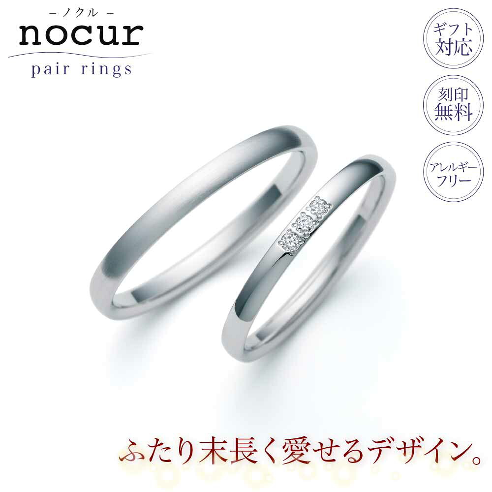 【ポイント20倍】 結婚指輪 プラチナ ペアリング マリッジリング ダイヤモンドリング PT900 プラチナリング 結婚記念 結婚10周年 nocur ノクル シンプル キュート CN-646,CN-647