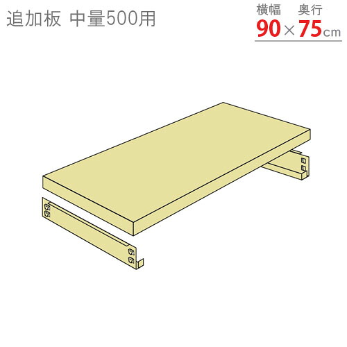 【個人宅も送料無料】 追加板 中量500用 幅90×奥行75cm 1段分セット ニューアイボリー 【スチールラック最安値に挑戦！】 【スチール棚 スチールラック 業務用 収納棚 収納ラック】 4,465円